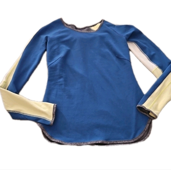 Lululemon Womens Runder Under Long Sleeve Warm Limitless Blue / Heathered Coal M - Picture 9 of 13